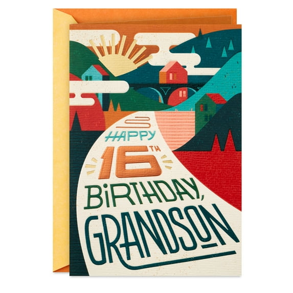 Hallmark 16th Birthday Card for Grandson (New Adventures and Happiness Ahead)