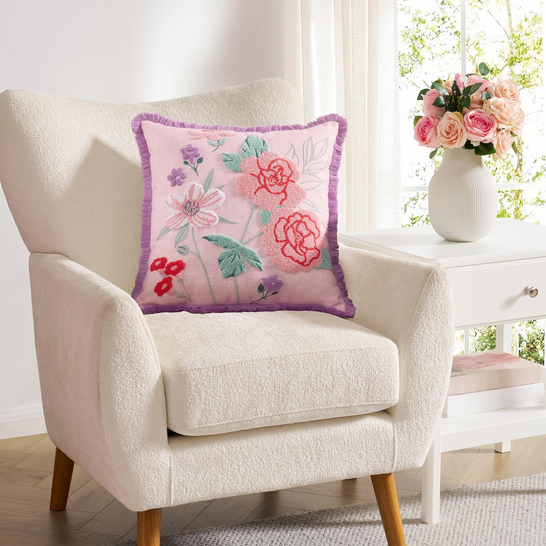 Hallmark 18" x 18" Multicolor Bloom for Mom Cotton Decorative Pillow