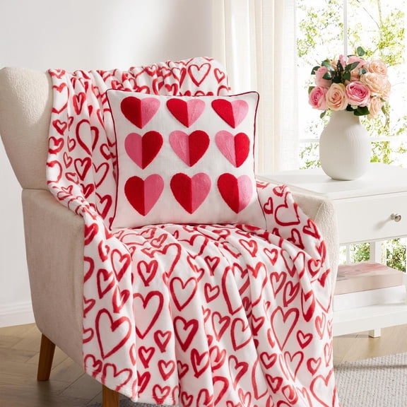 Hallmark 18" x 18" Multicolor Heart Cotton Slub Decorative Pillow