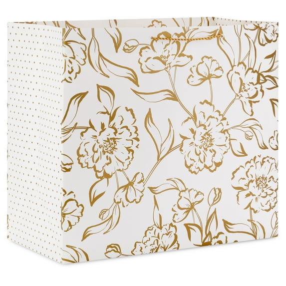 Hallmark 19" Jumbo Horizontal Gift Bag (Elegant Gold Floral)