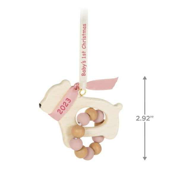 Hallmark 2023 Keepsake Baby Girl's First Christmas Bear Ornament New with Box