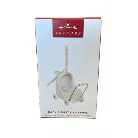 Hallmark 2024 Baby's First Christmas Pram Porcelain Ornament New with Box