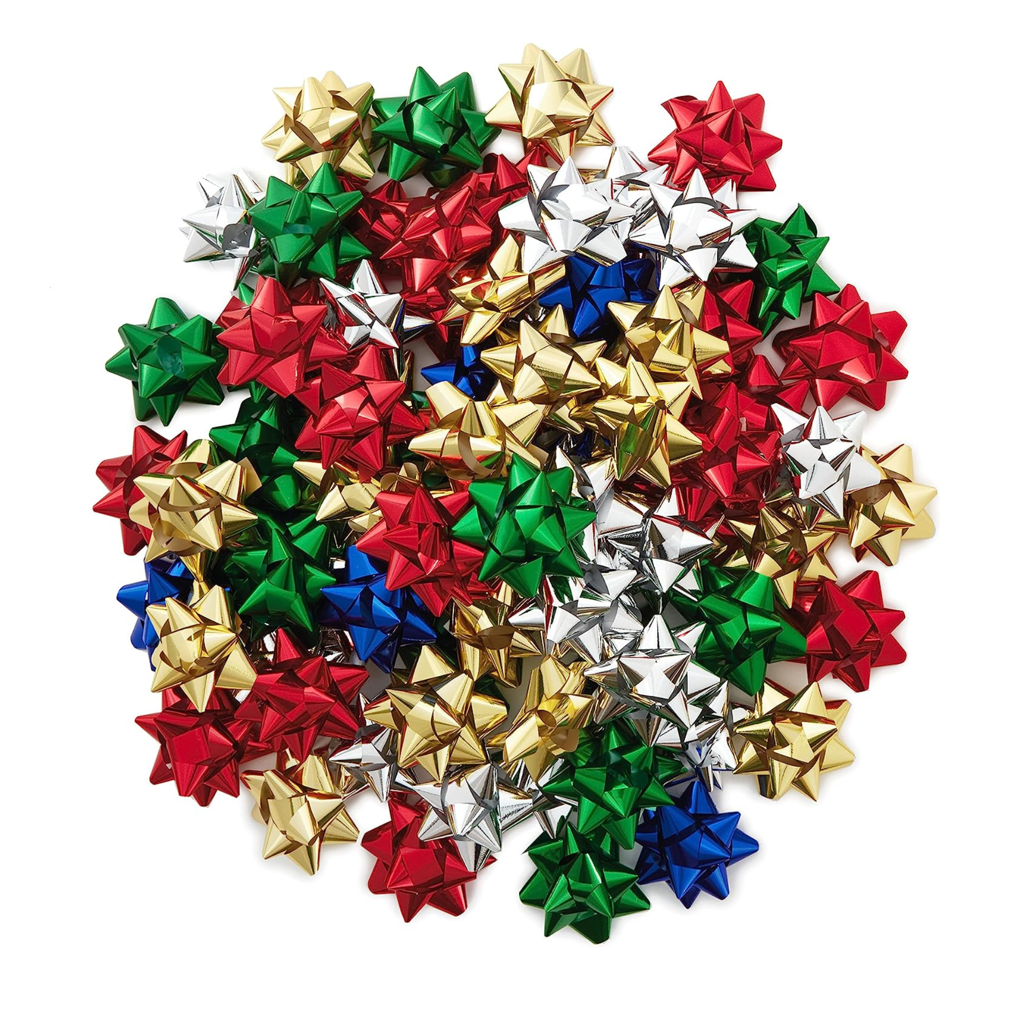 Hallmark 3 Gift Bow Holiday Assortment (75 Bows: Red, Gold, Green, Silver, Blue) for Christmas, Hanukkah, Birthdays, Presents
