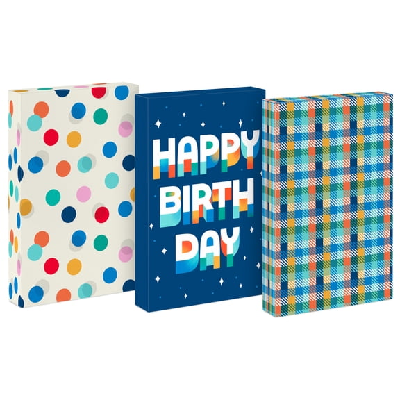 Hallmark 3-Pack Medium Gift Box Bundle (Birthday Blues)