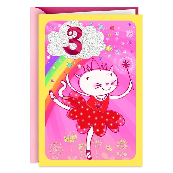 Hallmark 3rd Birthday Card for Kids (Dancing Cat)