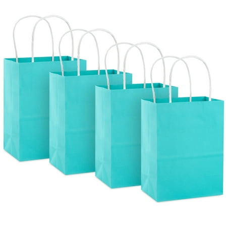 Hallmark 4-Pack Small Gift Bag Bundle (Solid Teal)