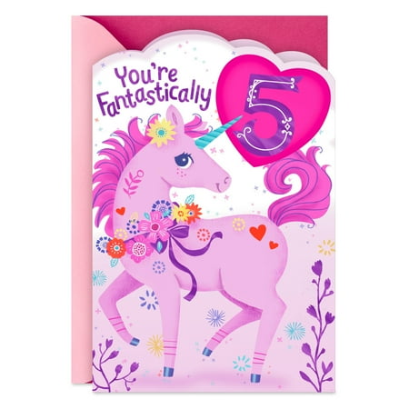 Hallmark 5th Birthday Card (Perfectly Enchanted Pink Unicorn)