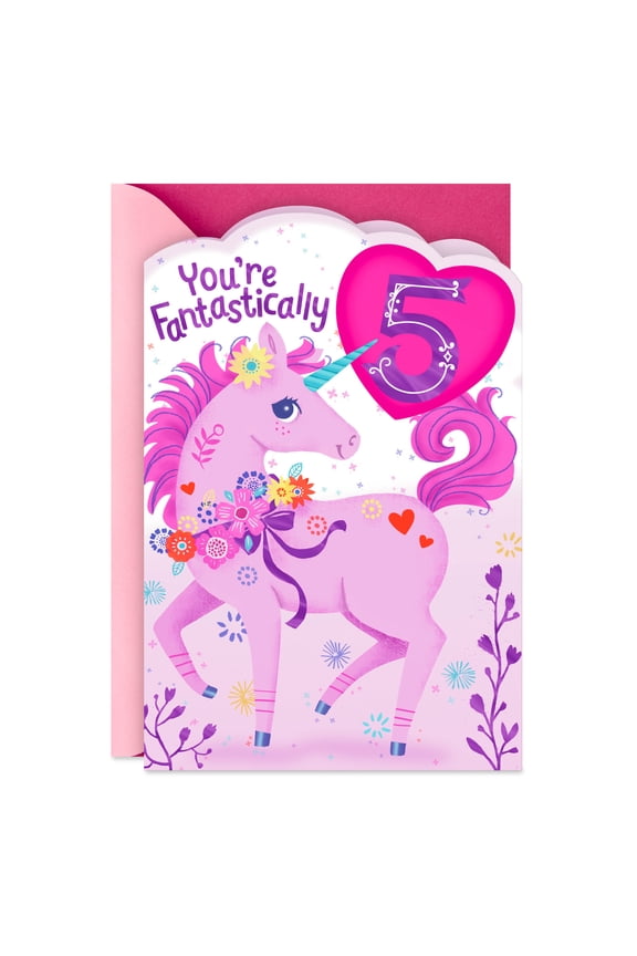 5th Birthday Card (Perfectly Enchanted Pink Unicorn)