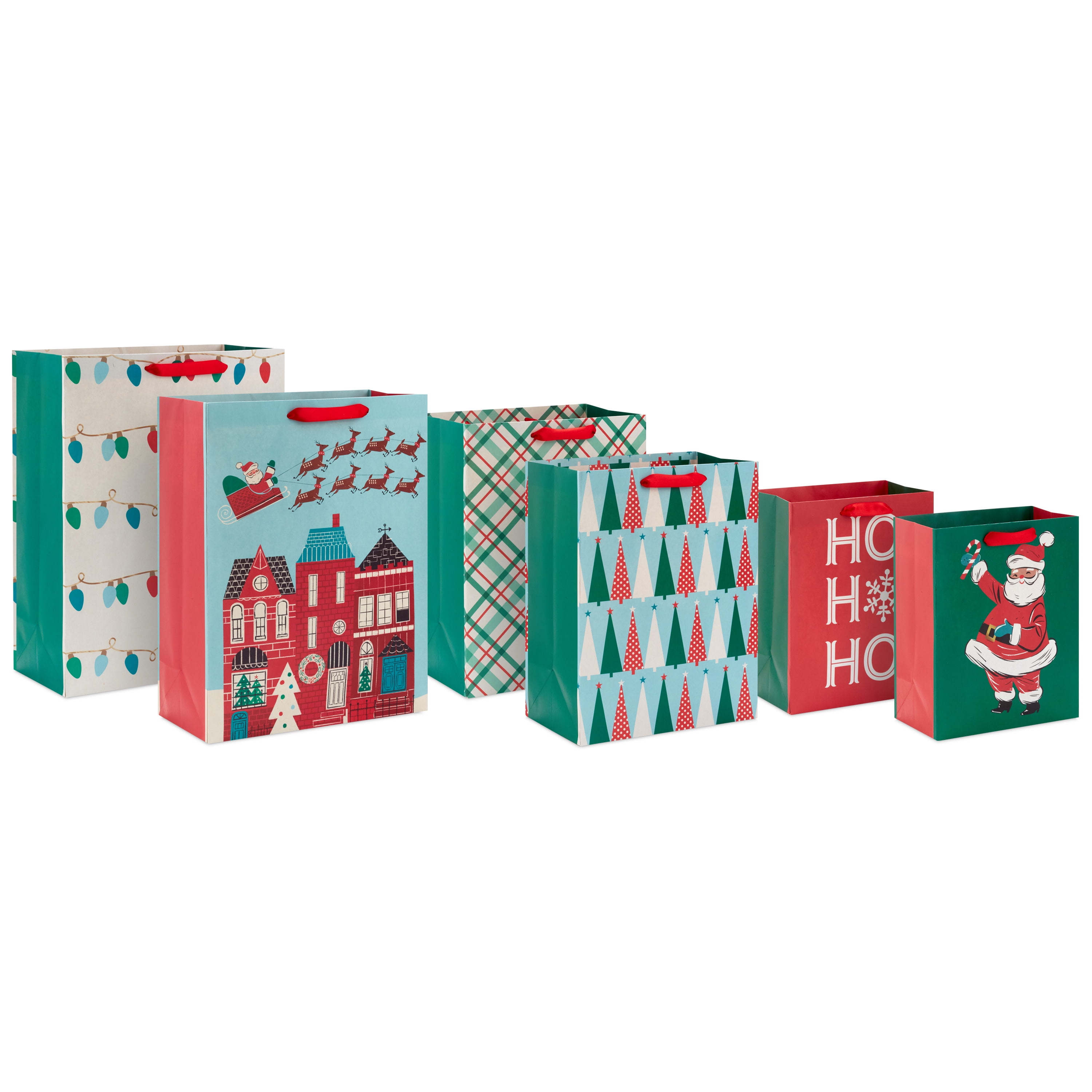 Hallmark 6-Pack Assorted Christmas Gift Bag Bundle (Assorted Cute Designs)