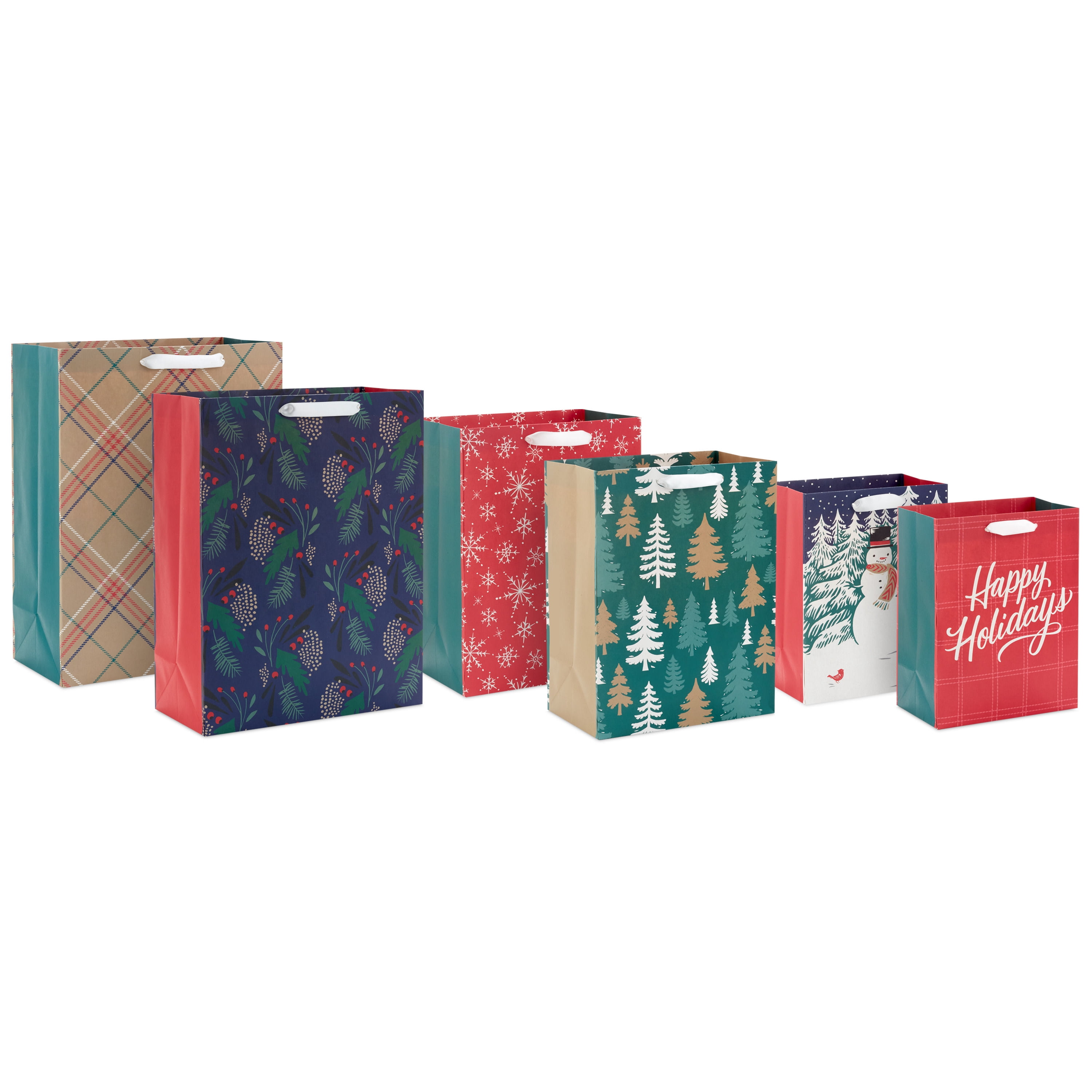 Hallmark 6-Pack Assorted Christmas Gift Bag Bundle (Assorted Traditional Designs)