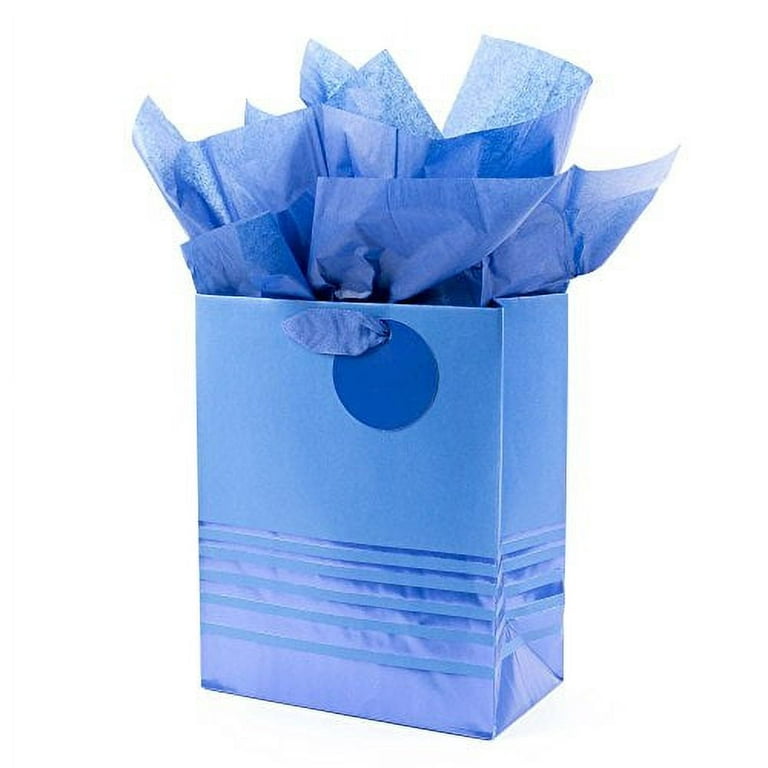 Hallmark 9 Medium Gift Bag with Tissue Paper (Blue Foil Stripes) for  Hanukkah, Christmas, Father's Day, Graduations, Birthdays, Baby Showers and