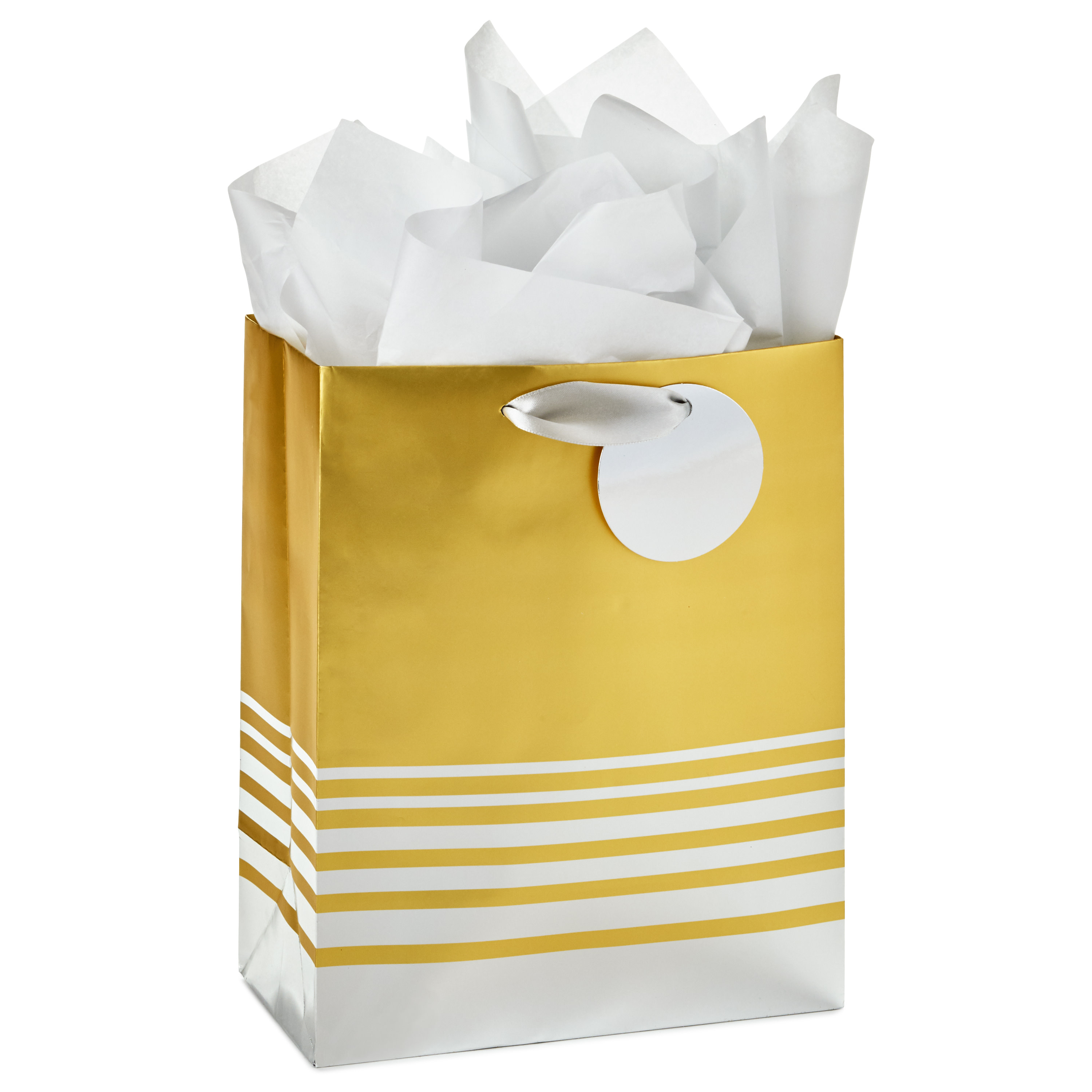 Hallmark 9" Medium Gift Bag with Tissue Paper (Silver and Gold Foil) for Christmas, Hanukkah, Holidays, Birthdays, Bridal Showers, Weddings, All Occasion - image 1 of 5
