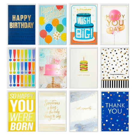 Hallmark Assorted Multi-Occasion Cards (Upbeat and Inspiring), Pack of 12