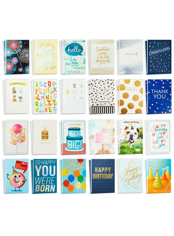 Hallmark All Occasion Cards Assortment—48 Cards with Envelopes (Birthday, Thank You, Congrats, Sympathy, Baby Shower, Blank)