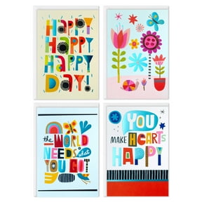 Hallmark Assorted Multi-Occasion Cards (Collage Lettering and Flowers), Pack of 12