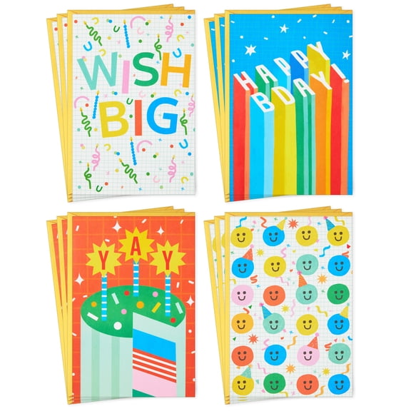 Hallmark Assorted Blank Birthday Cards (Wish Big), Pack of 12