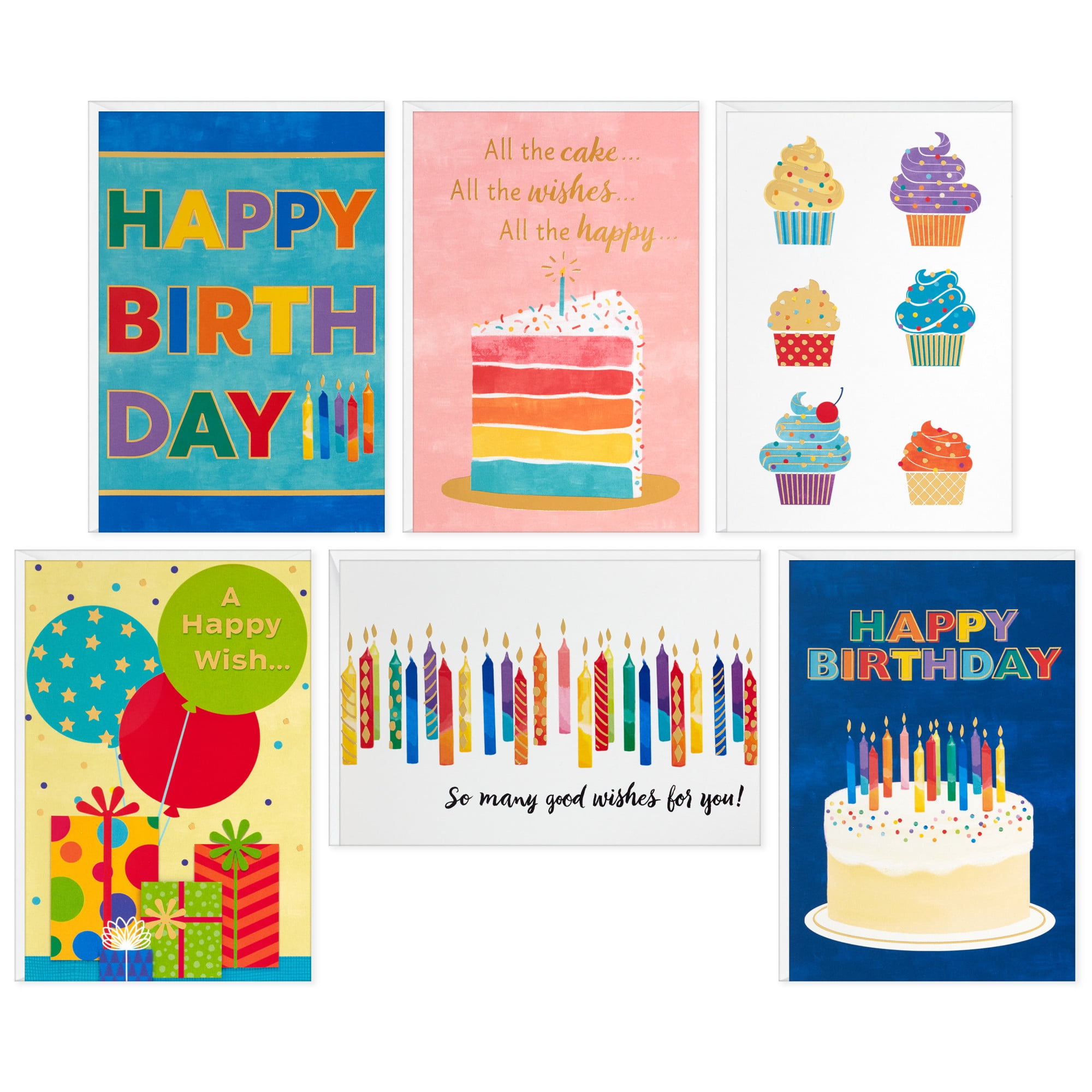Hallmark Assorted Boxed Birthday Cards (Cake and Candles), Pack of 72