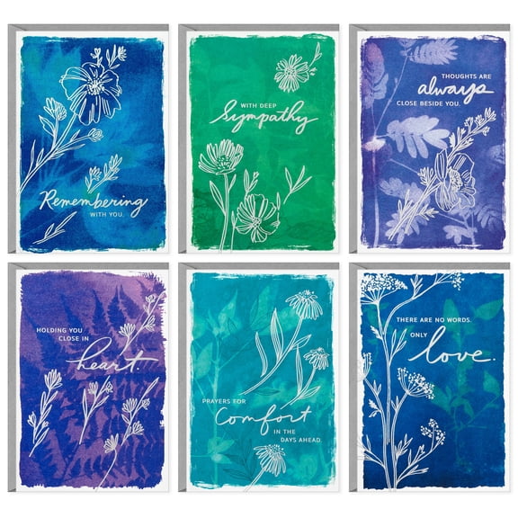 Hallmark Assorted Sympathy CardsBlue and Green Flower Assortment, 26 Cards With Envelopes