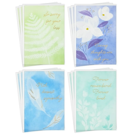 Hallmark Assorted Sympathy Cards (Serene Flowers), Pack of 12