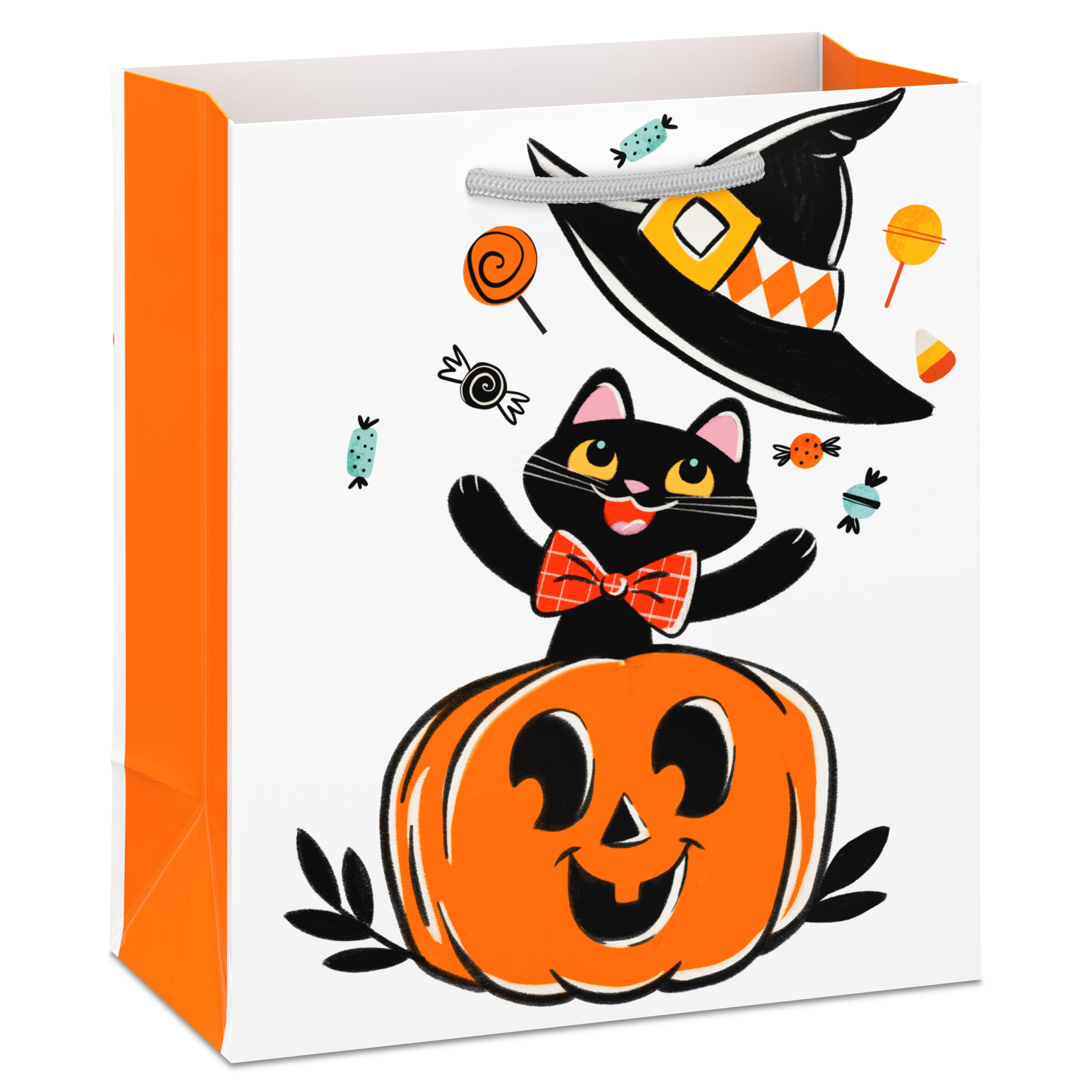 Hallmark Small Halloween Gift Bag Bundle (Pumpkin Cat and Dots), 2 Count