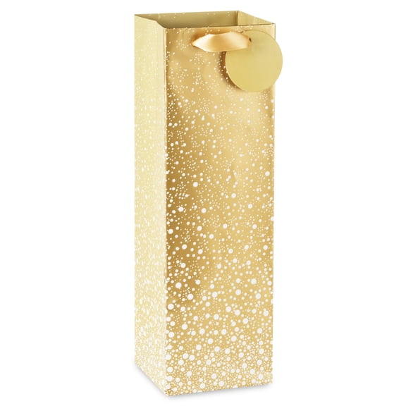 Hallmark Wine Gift Bag (White Sparkles on Metallic Gold)