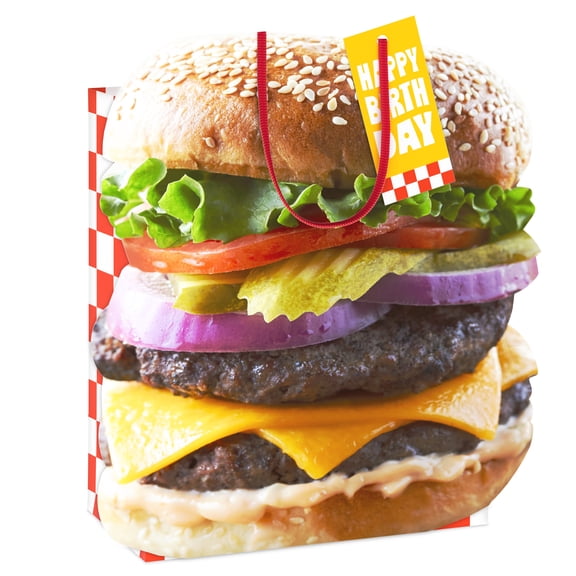 Hallmark Medium Birthday Gift Bag (Die-Cut Mile-High Burger)