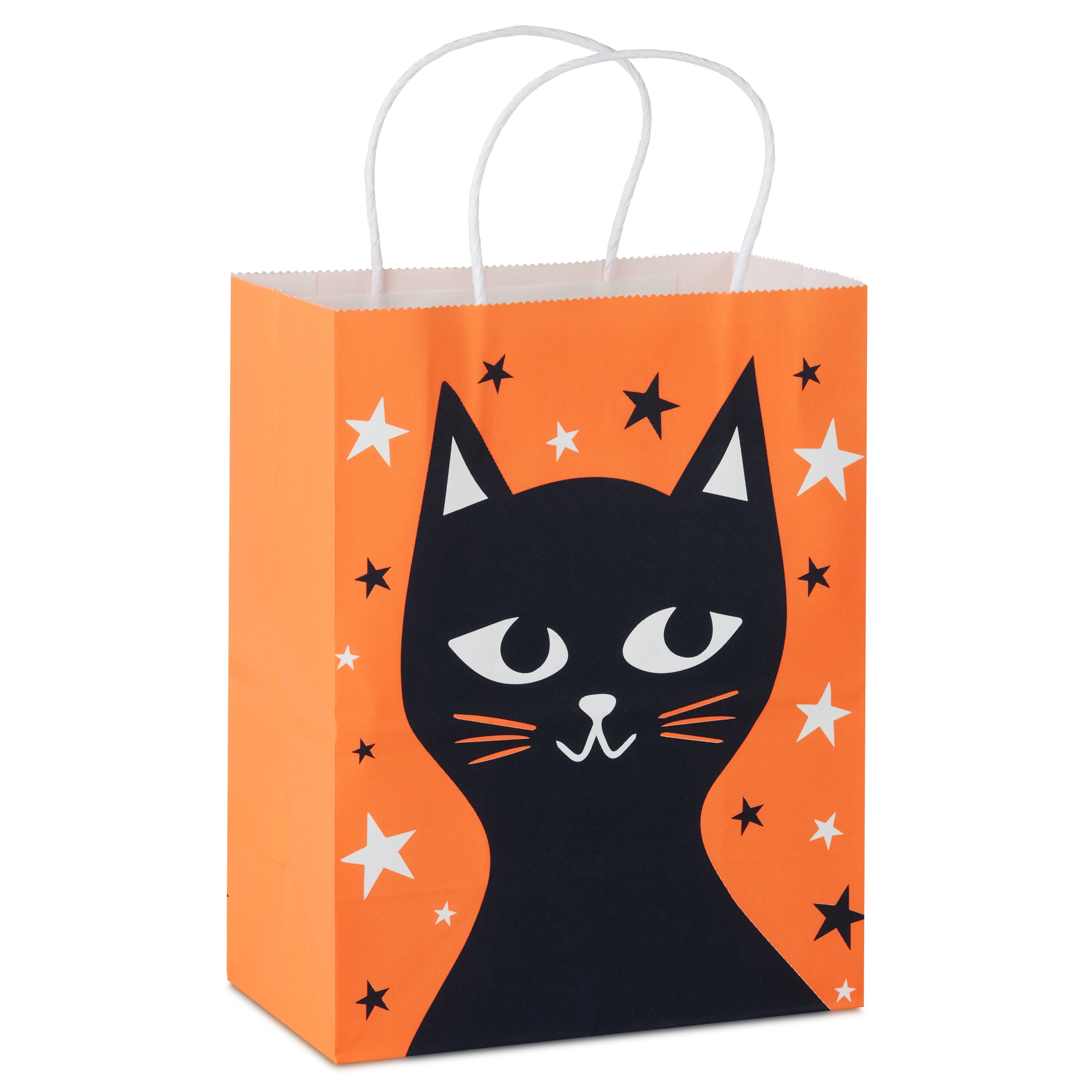 Hallmark Medium Halloween Gift Bag (Black Cat on Orange), 1 Count