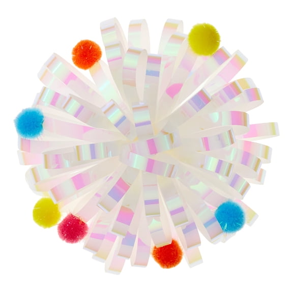 Hallmark Gift Bow with Pom-Poms (White Iridescent)