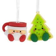 Hallmark Better Together Santa Milk Mug and Christmas Tree Cookie Magnetic Christmas Ornaments, Set of 2, Shatterproof .06lbs
