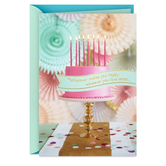 Hallmark Birthday Card (Pink Cake and Party Pinwheels)