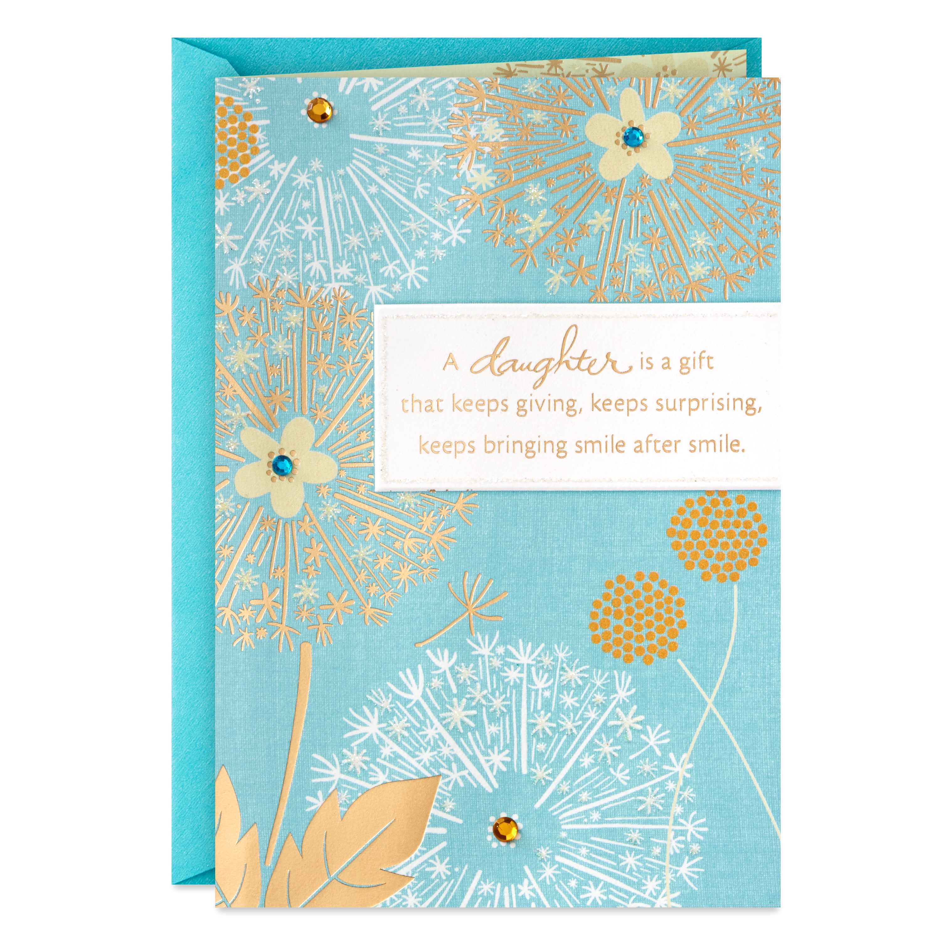 Mother's Day Card For Daughter - Floral Design With Envelope (5.5x8") From Mom Or Dad