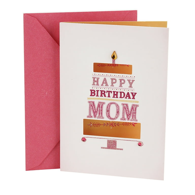 Hallmark Birthday Card for Mom Pink and Gold Cake
