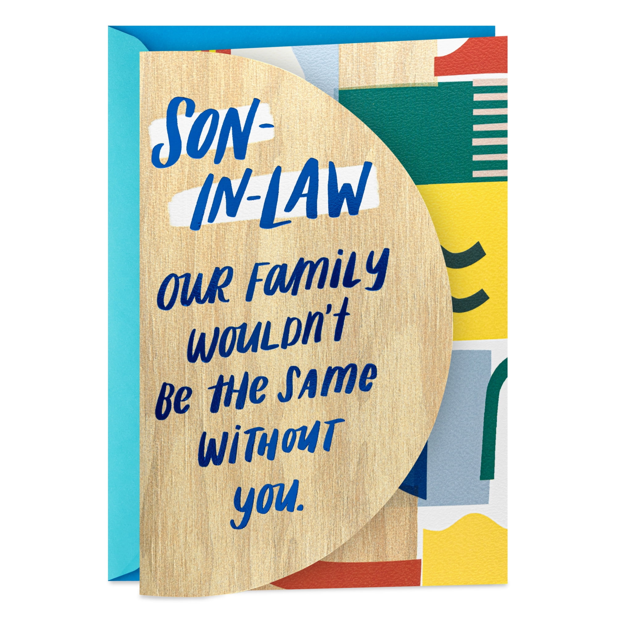 Blue Typographic Son-in-Law Birthday Card