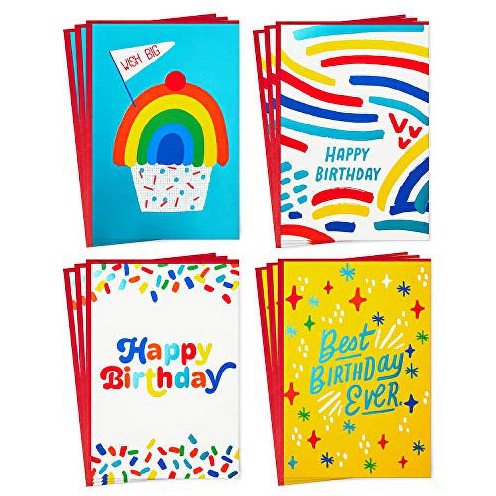 Hallmark Birthday Cards Assortment, Rainbow (12 Cards with Envelopes