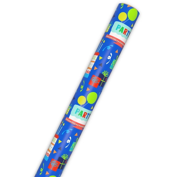 Hallmark Birthday Wrapping Paper Roll (Cake and Presents) 20 Sq. ft.