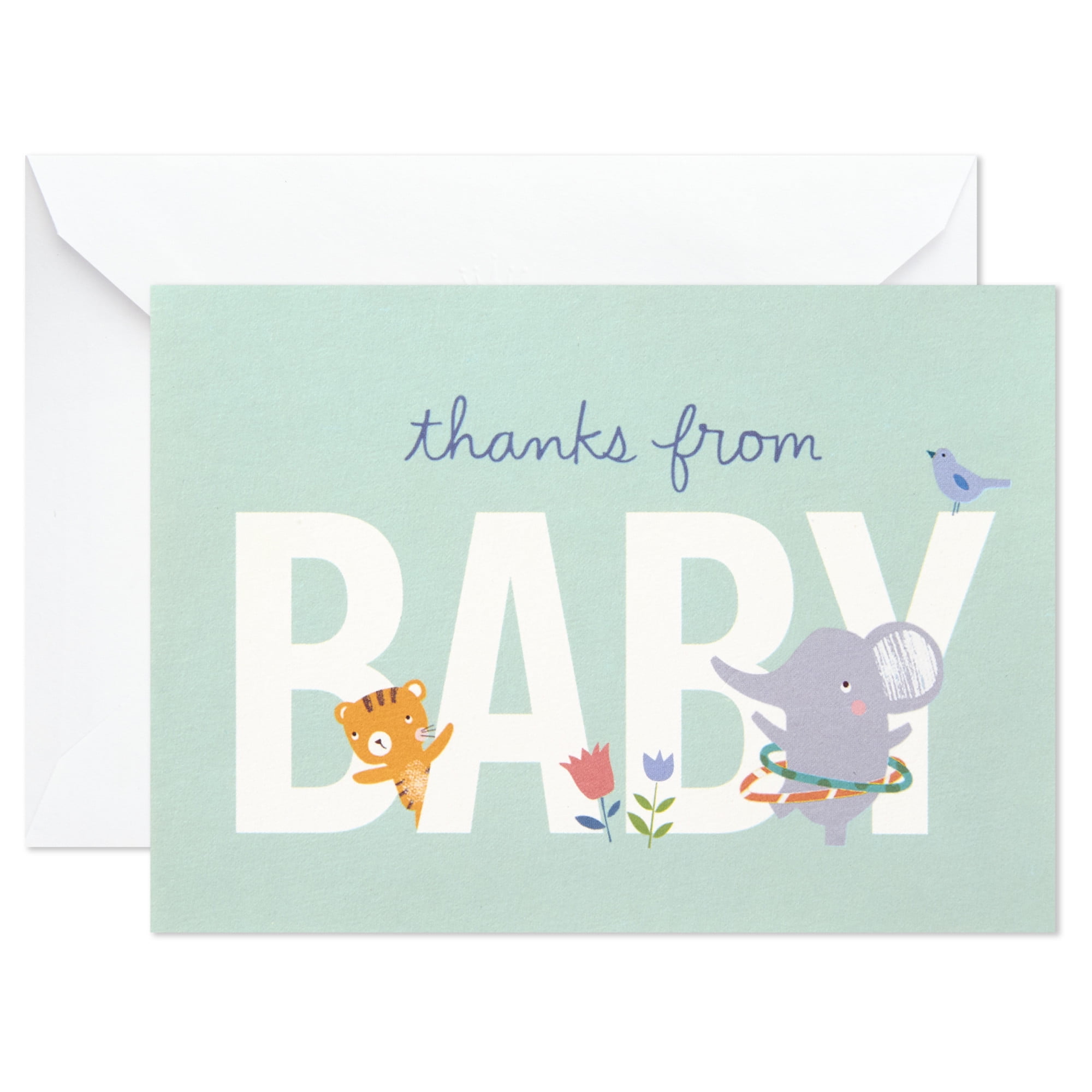 hallmark baby shower thank-you notes, playful animals, 24 ct