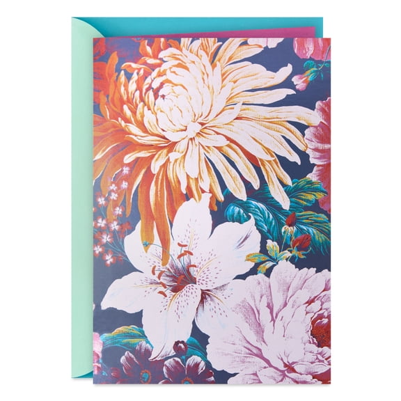 Hallmark Blank Card (Orange and Pink Flowers)