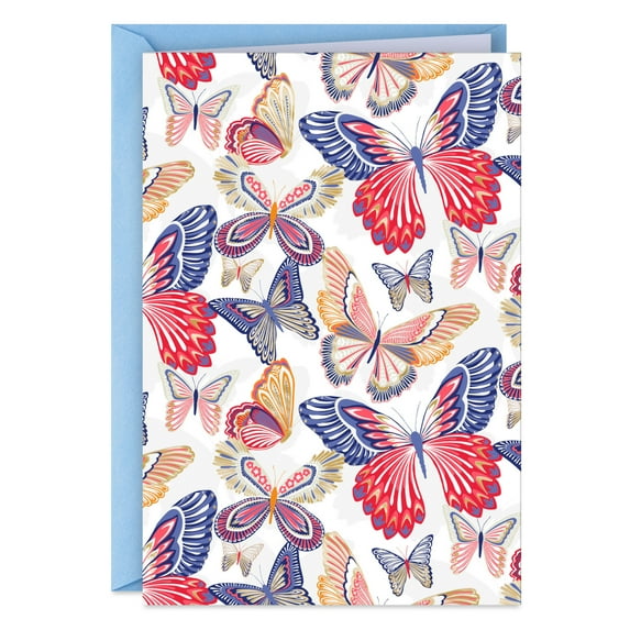 Hallmark Blank Card (Red and Blue Butterflies)