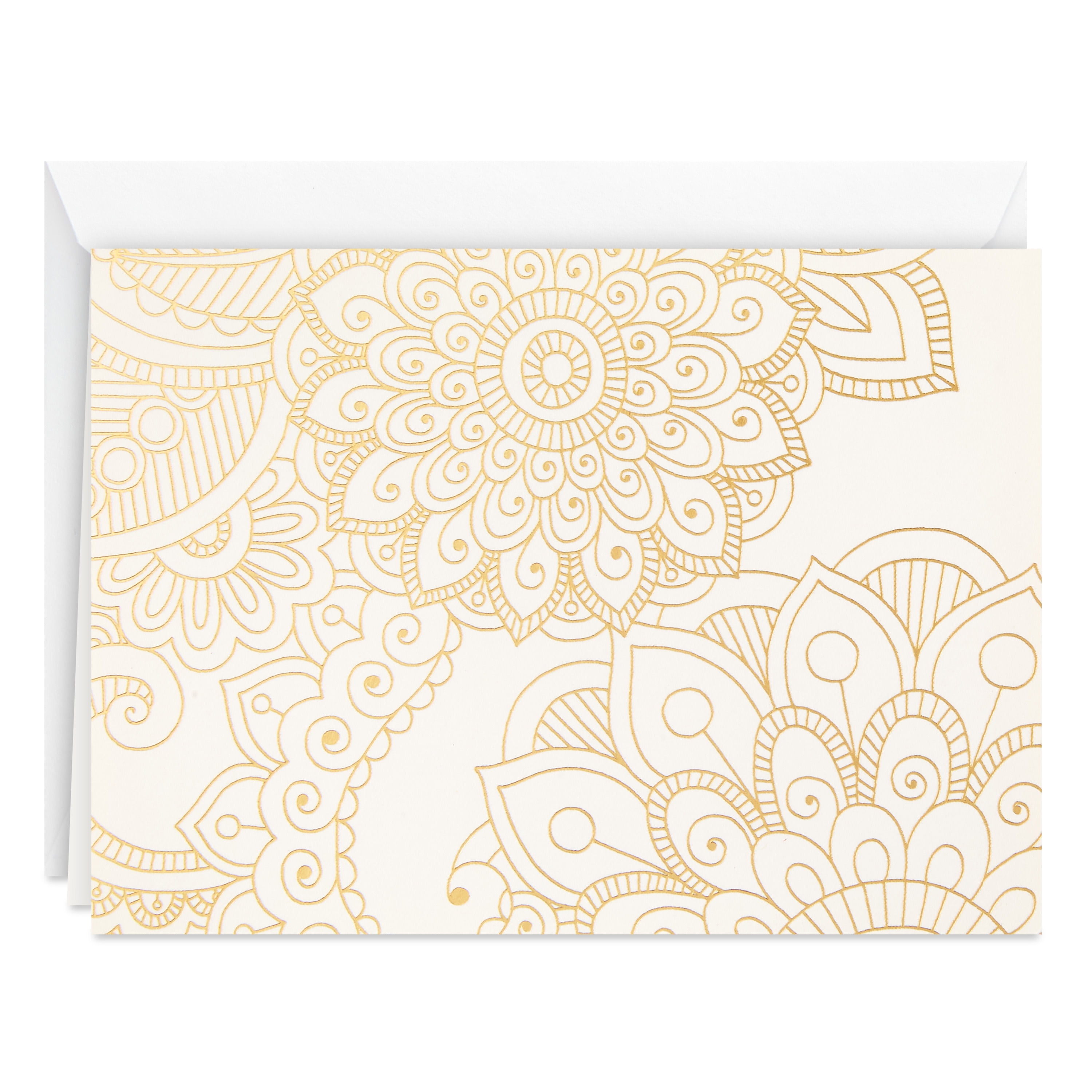 Hallmark Blank Notes (Gold Floral Mandala), 12 Count