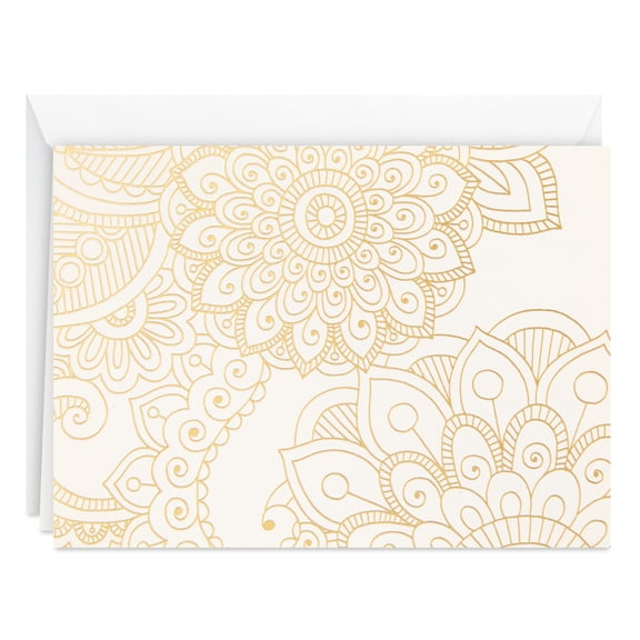 Hallmark Blank Notes (Gold Floral Mandala), Pack of 12