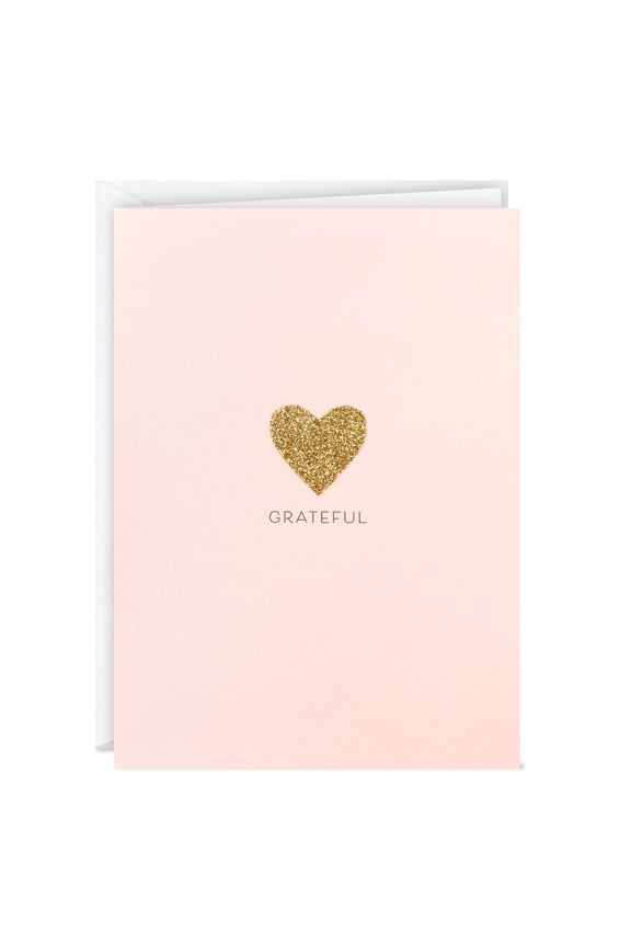 Blank Thank-You Notes, Grateful Gold Heart on Pink, 12 ct.