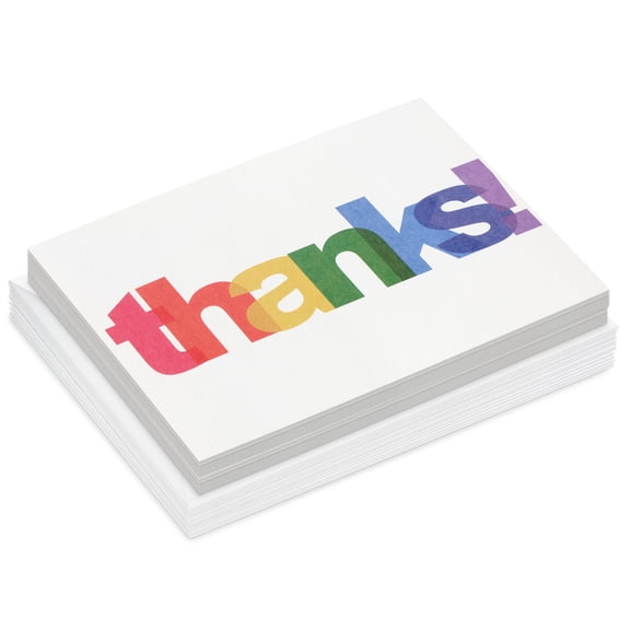 Hallmark Blank Thank You Notes (Rainbow Lettering), Pack of 24