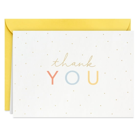 Hallmark General Thank You Note ( Gold Dots On White)