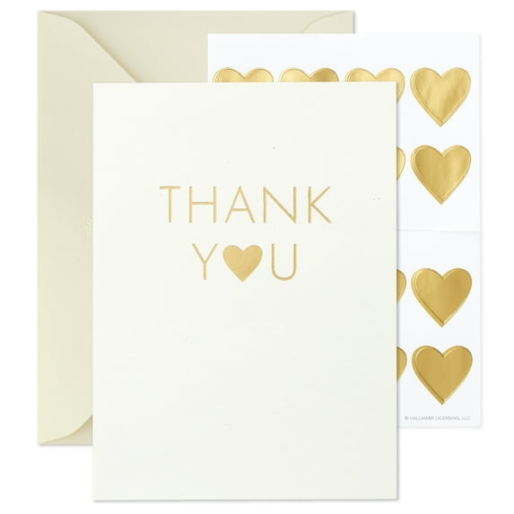 Hallmark Blank Thank-You Notes With Seals, Gold Heart on Ivory, 12 ct.