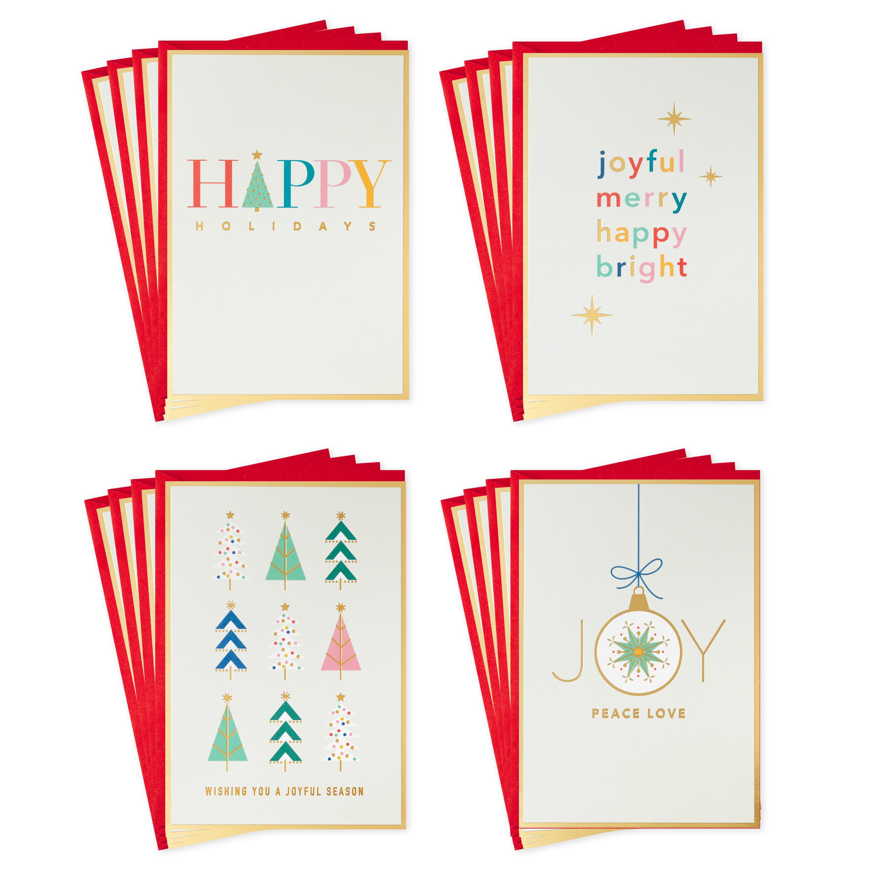 Hallmark Boxed Christmas Cards Assortment, Joyful Season (4 Designs, 16