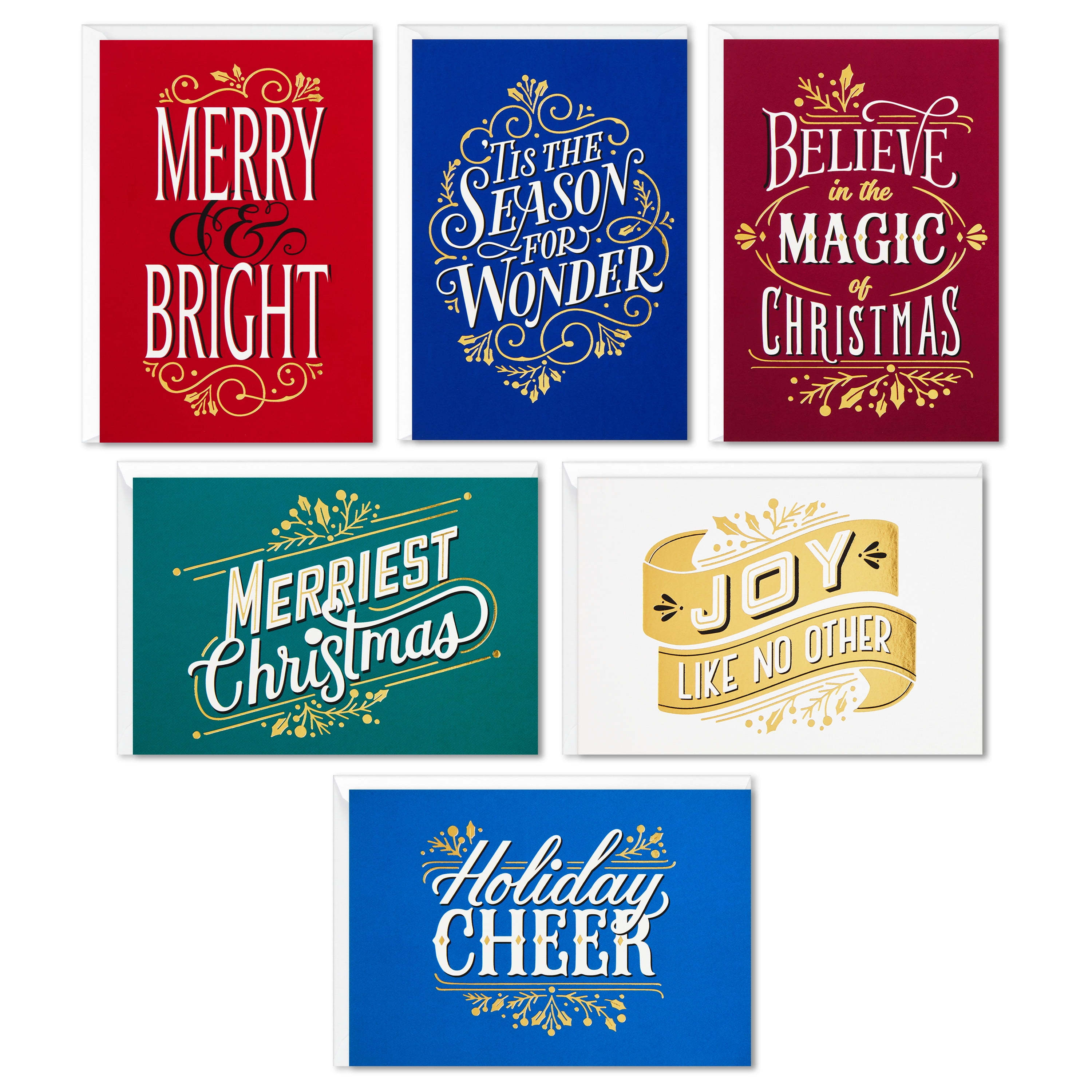 Hallmark Boxed Christmas Cards Assortment, Merriest Christmas (6