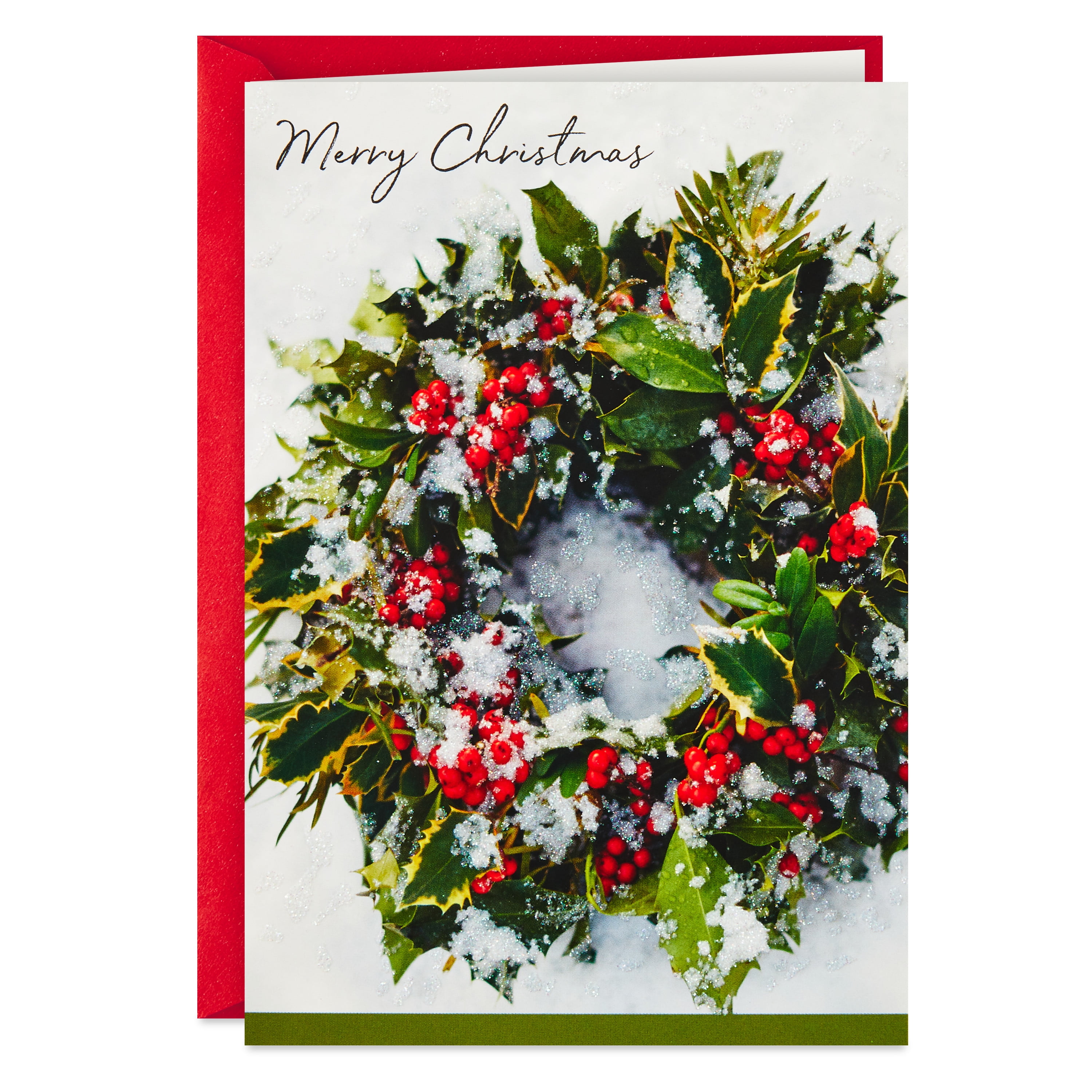Hallmark Boxed Christmas Greeting Cards, Snowy Wreath (40 Cards and