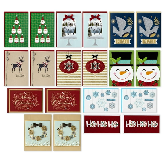 Hallmark Boxed Handmade Christmas Cards Assortment, 20 Count