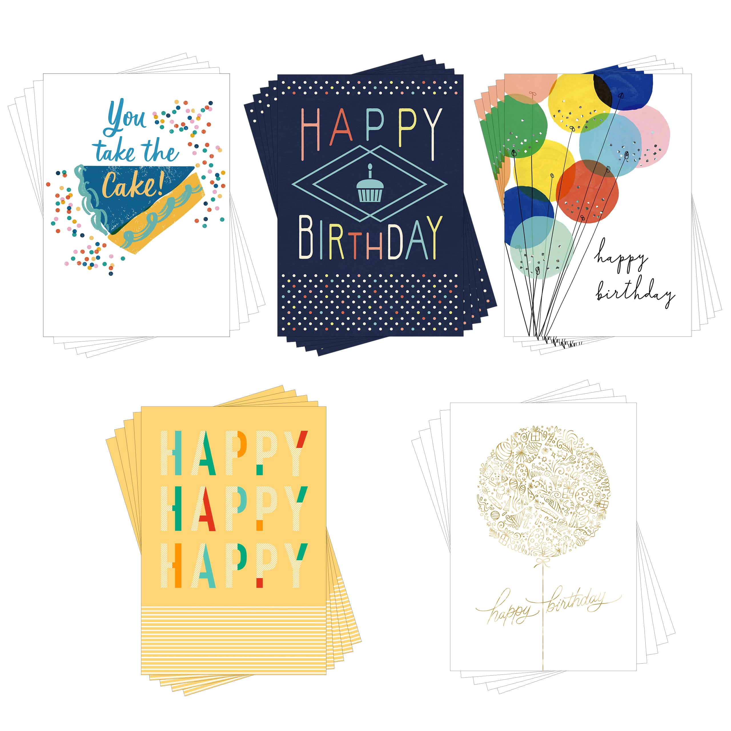 Hallmark Business Bulk Assorted Birthday Cards (Classic Balloons & Cupcake), 25 ct.