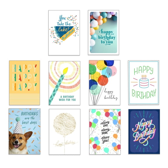 Hallmark Business Bulk Assorted Birthday Cards (Colorful Balloons & Candles), 50 ct.